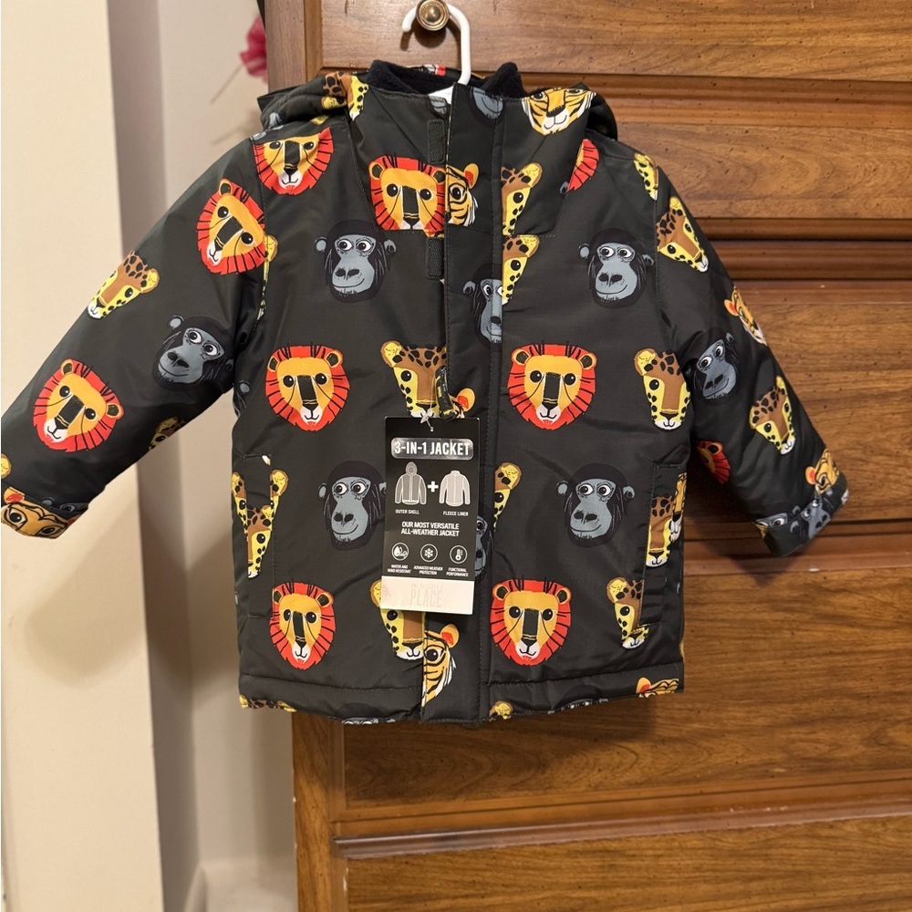 The Children's Place 3-in-1 Animal lPrint Hooded Fleece 2t